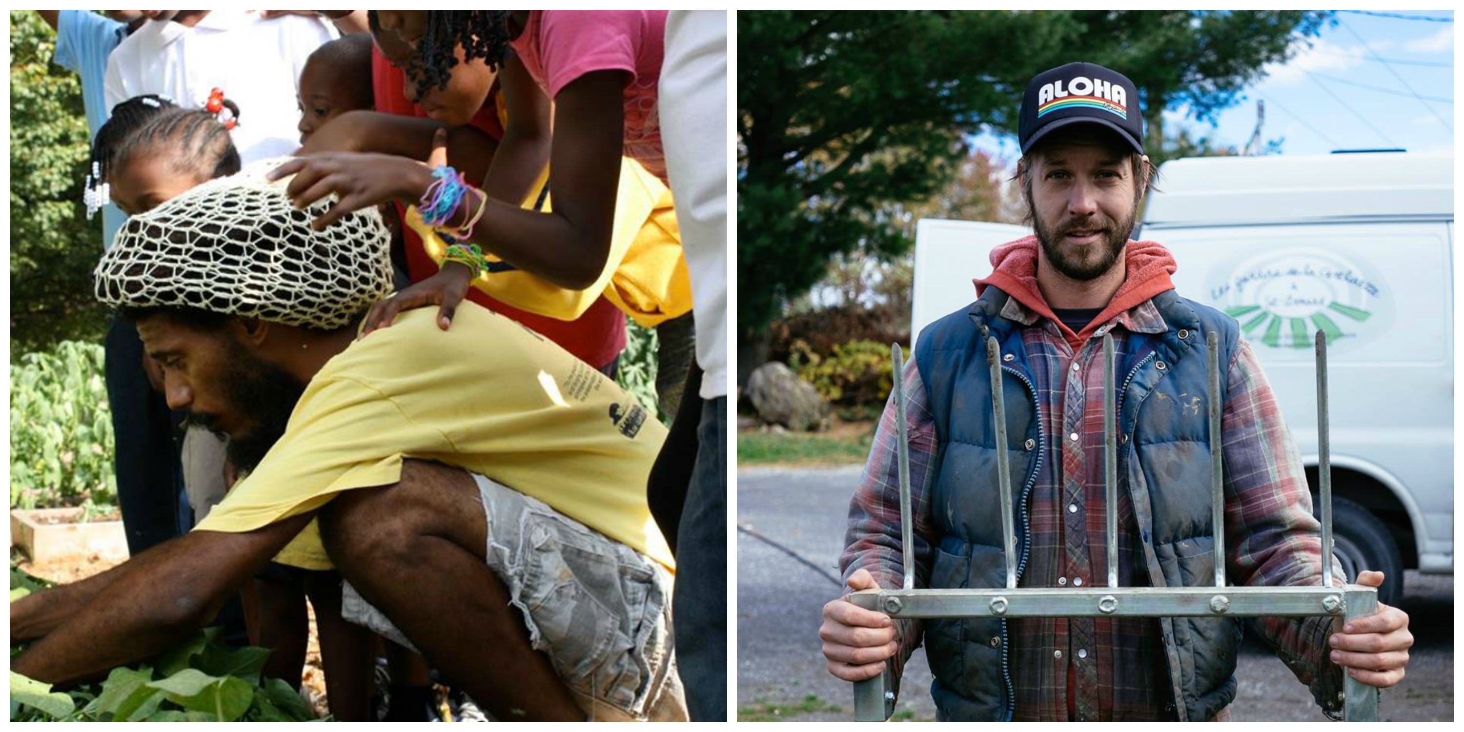 A man painting a child's face outdoors.