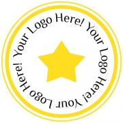 A yellow star inside concentric circles with a placeholder text.