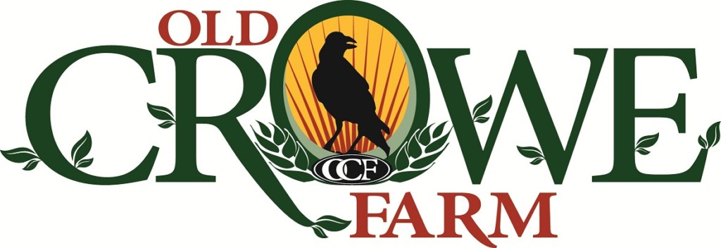 Logo featuring a black crow with wheat and the text 'Crow Farm'.