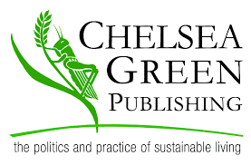 Logo of Chelsea Green Publishing with a green leaf design.