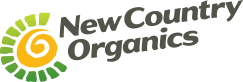 Logo of New Country Organics with green and yellow leaf design.