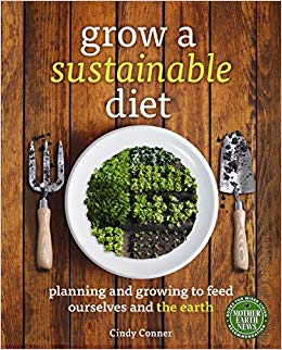Book cover about sustainable diets with food arranged as a pie chart on a plate.
