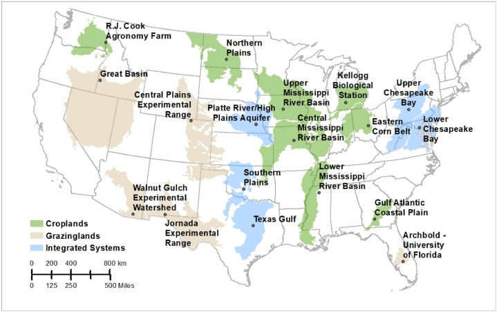 Map of U.S. agricultural research regions.